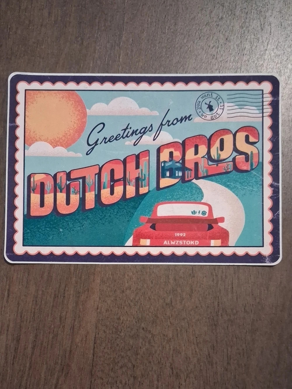 Dutch Bros Greetings from Dutch Bros Postcard Sticker Decor